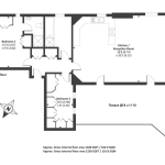Property for sale by Auction Floor plan of a property featuring two bedrooms, two bathrooms, and a kitchen/reception room. The second-floor layout includes Bedroom 1 (15’4” x 9’3”), Bedroom 2 (16’4” x 8’5”), and a kitchen/reception room (28’8” x 14’8”). A terrace (28'4" x 11' Presented by Palace Auctions