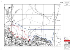 Map showcasing residential and undeveloped land sections, including a block of premodernity agricultural land at Dunoon in Scotland with significant hope value. This map features grid lines, various plots, and a street network in the lower section. Available for sale by auction with Palace Auctions.