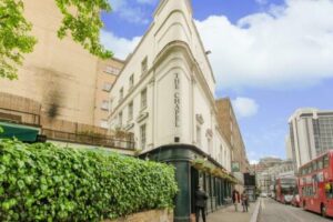 An advertisement image for a distressed hotel group for sale below market value in Central London, available through Palace Auctions