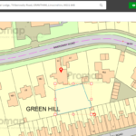 Property for sale by Auction A digital map highlighting Tyndal Lodge, 79 Barrowby Road, Grantham, Lincolnshire, NG31 8AB. The property is marked with a red pointer and surrounded by residential buildings, streets, and a large area labeled "Green Hill." There is a purchase button in the upper right corner. Presented by Palace Auctions