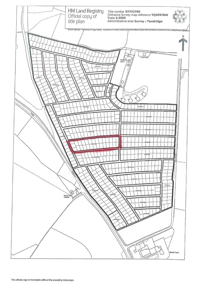 Property for sale A map of a neighborhood featuring the Warlingham land parcel and amenity land CR6 9QL, ideal for those seeking investment opportunities. Presented by Palace Auctions