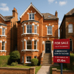Property for sale A large, three-story red-brick house with white trim is for sale. This 6-bed semi N8 refurbishment on Elder Avenue, priced at £1.4 million, offers a small front garden, entry stairs, and excellent N8 investment opportunity potential. Presented by Palace Auctions
