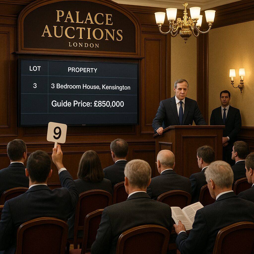Property for sale A formal auction in progress, with an auctioneer at a ...
