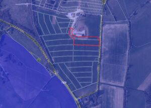 Property for sale A satellite map shows a rural area near Warlingham with fields and roads. A parcel of land is outlined in red, highlighting specific plots. Nearby roads include Limpsfield Road and Becketts Farm Rd, with white lines marking additional plot boundaries. Presented by Palace Auctions